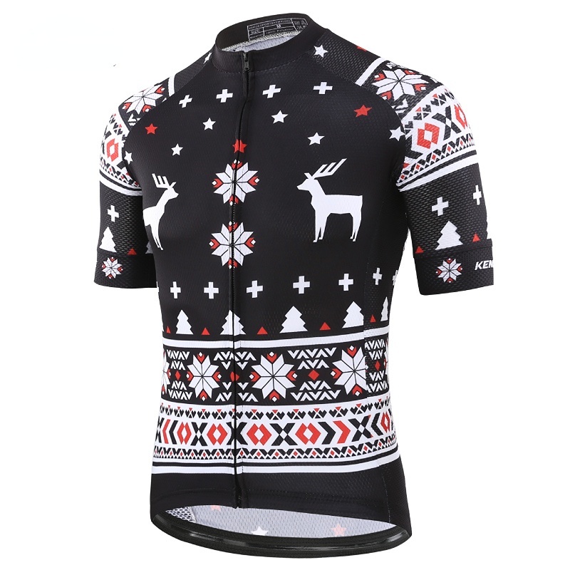 2025 Mới Nhất Đi Xe Đạp Xe Đạp Jersey Chống Nhăn Đen Giáng Sinh Tay Ngắn Mới Xe Đạp Mặc Top Nhanh Khô Retro Pro Xe Đạp Quần Áo Áo Sơ Mi