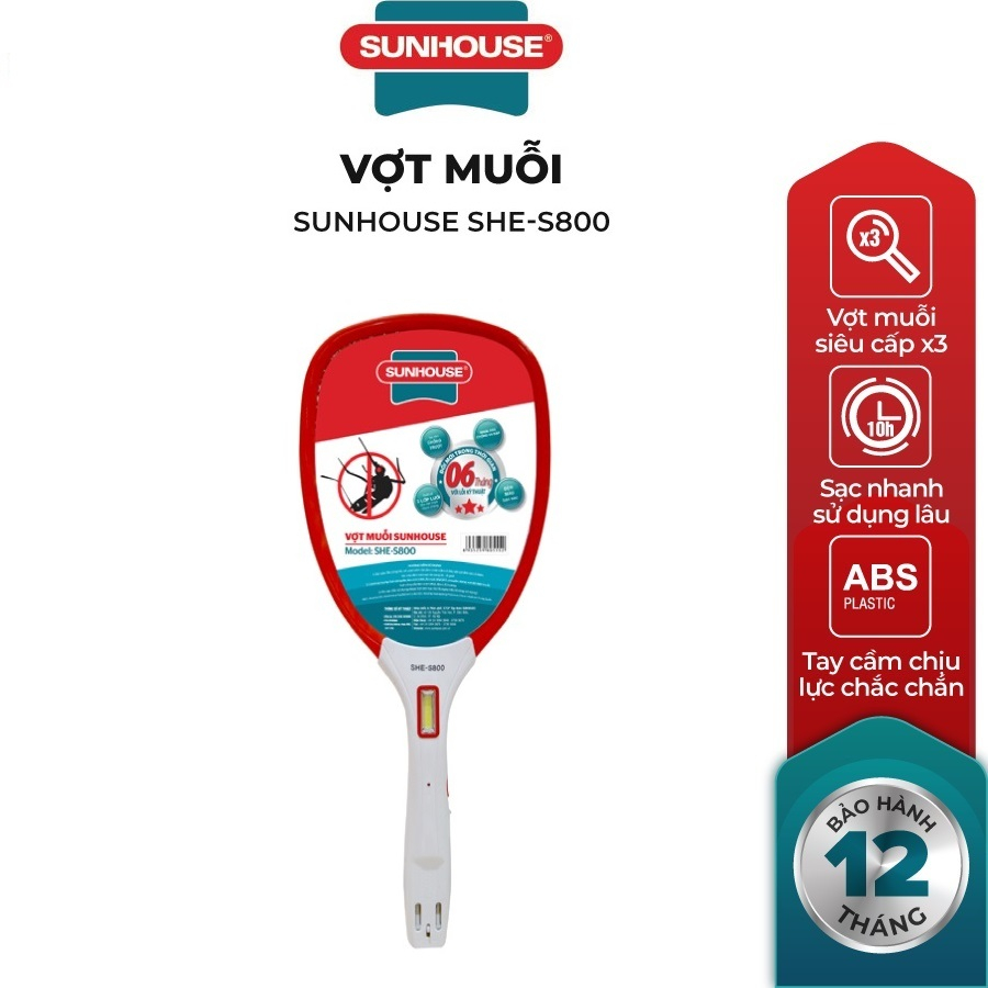 Vợt muỗi sunhouse she-s800 màu đỏ