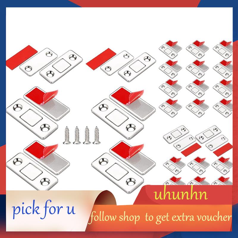 Q8【uhunhn】-Magnetic Door Catch, Ultra Thin Cabinet Magnets Stainless Steel Cabinet Door Magnetic Catch, for Closet Drawer