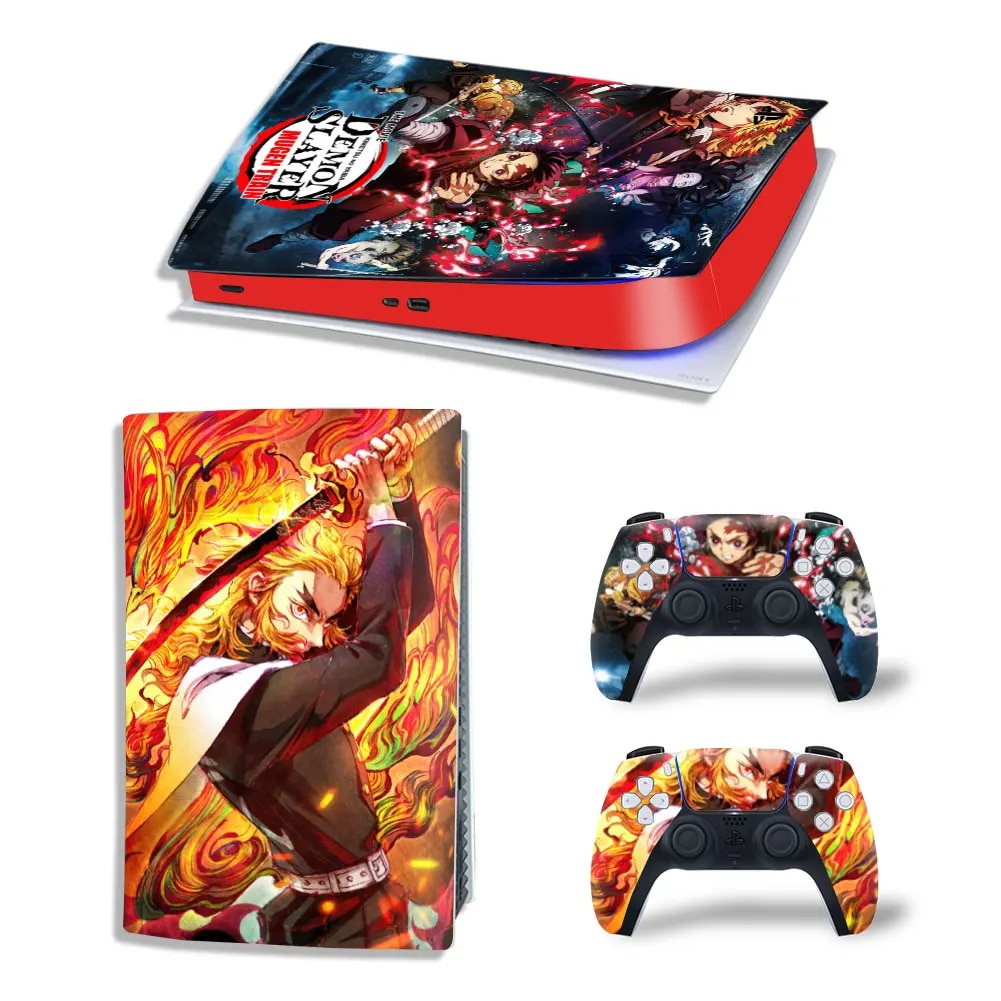 【Quality】 Demon Slayer Tanjiro Ps5 Digital Edition Skin Decal Cover For 5 Console And 2 Controllers Ps5 Skin Sticker Vinyl