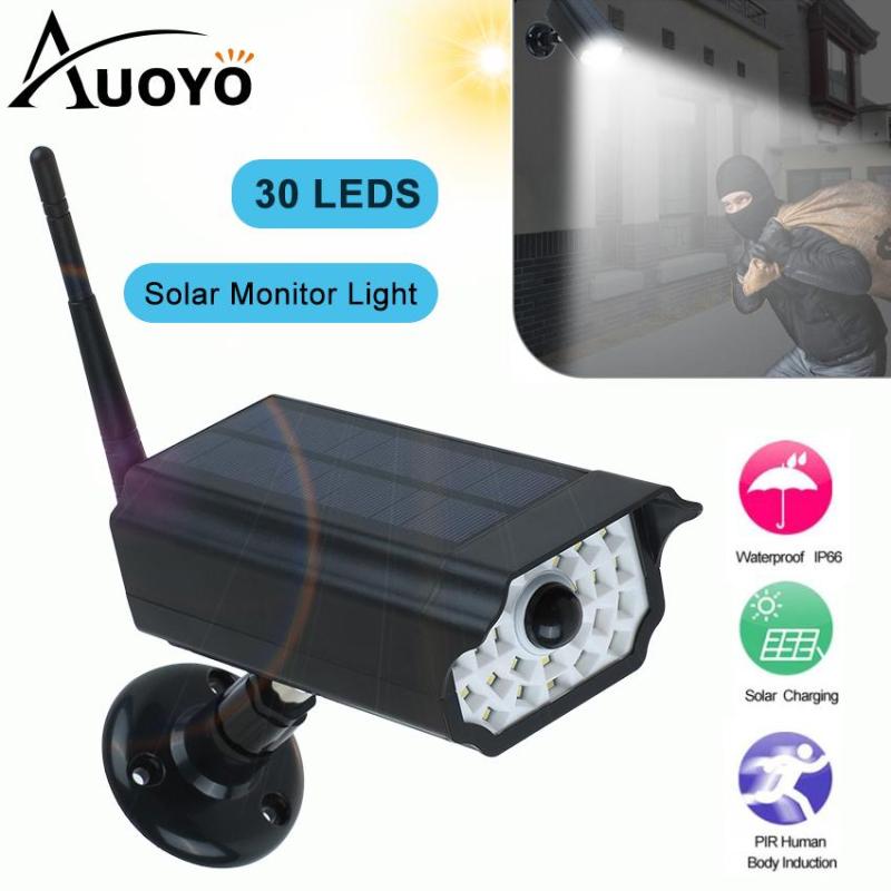 Auoyo Outdoor Lighting Solar Motion Sensor Lights Solar LED Wall Lamp IP65 Waterproof Imitation Fake Monitor Wireless Outdoor Floodlight Security Lamp for Yard Driveway Lawn