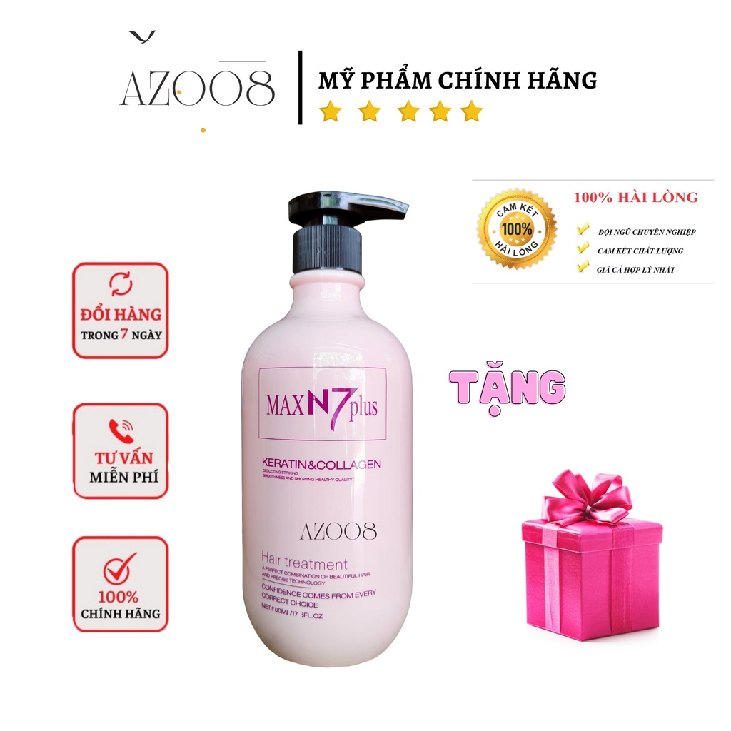 Kem ủ tóc collagen, hấp phục hồi dưỡng tóc hư tổn collagen - keratin No7 500ml AZ.pro tặng nón trùm ủ tóc