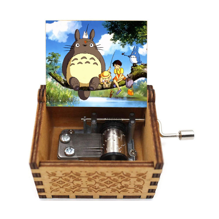 Bằng Gỗ hộp nhạc Tay Cổ Điển Khắc Totoro Bằng Gỗ Bán Buôn hộp nhạc Tay