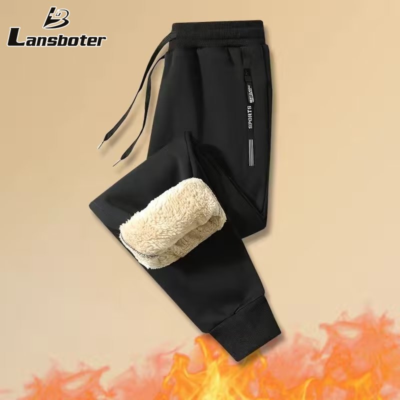 Lansboter quần nam quần tây quần jogger thể thao quần thể thao dài pants Quần thể thao Nam Mùa Đông dày ấm Sherbet quần vải bông thường cộng với kích thước xà cạp