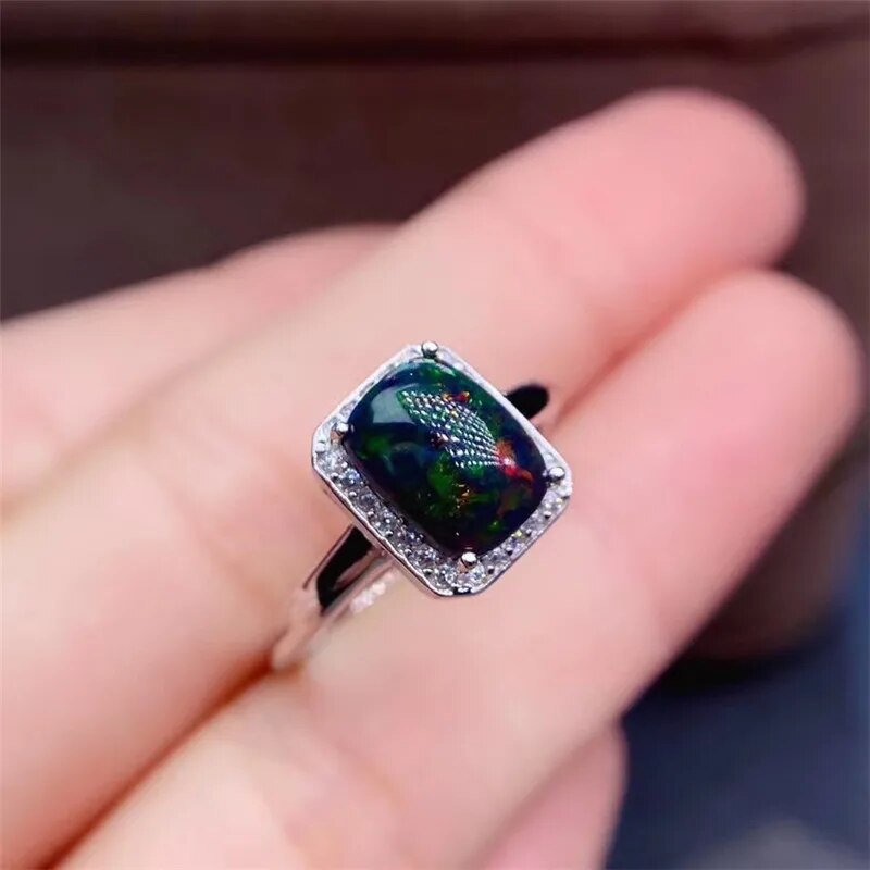 Natural Black Opal Ring Real 925 Sterling Silver Fine Jewelry 6x8mm Size Natural Gemstone Good Colorful Fire Secret Birthstone real gems stone ring opal rings black opal gemstone Presyo 2,637 Piso*Libreng Shipping
