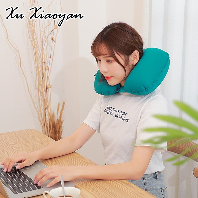 XUXIAOYAN Akvn U-shaped Tourist pillows Fold Air-pumping Fold Middle Antique mattress ราคา 32 บาท*ส่งฟรี