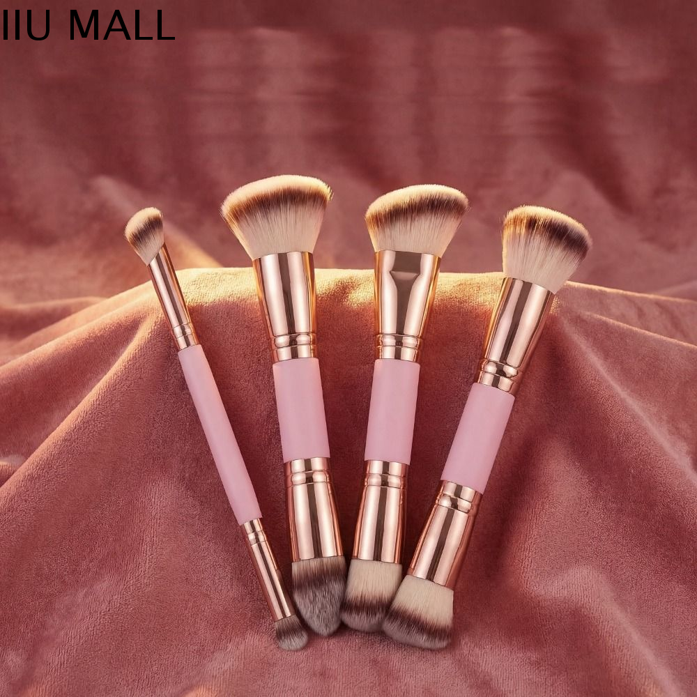 IIU 2/4/5Pcs Đỉnh phẳng Cọ trang điểm hai đầu Đầu nghiêng Lông bàn chải mềm Bộ cọ trang điểm Cọ tán phấn Đa chức năng Bộ cọ trang điểm nền Trang điểm cho người mới bắt đầu