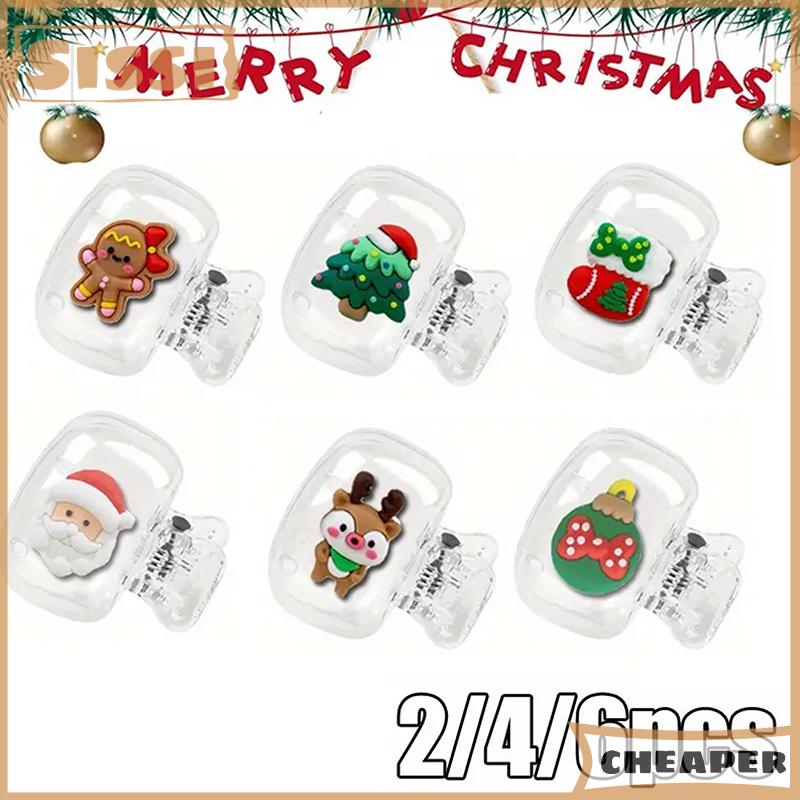 Sissi 2 4 6pcs Giáng sinh bàn chải đánh răng đầu bao gồm du lịch bàn chải đánh răng đầu nắp bảo vệ lưu trữ di động Clip Giáng sinh thả Quà Tặng