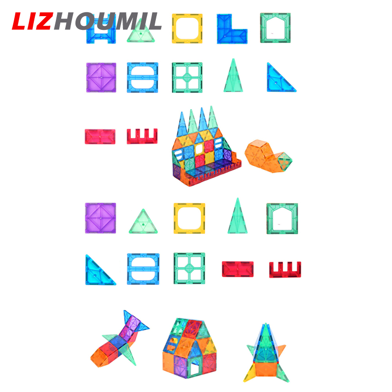 LIZHOUMIL 48pcs/78pcs Magnet Building Tiles Magnetic 3D Building Blocks Construction Playboards Educational Toys For Kids Gifts ราคา 450 บาท*ส่งฟรี