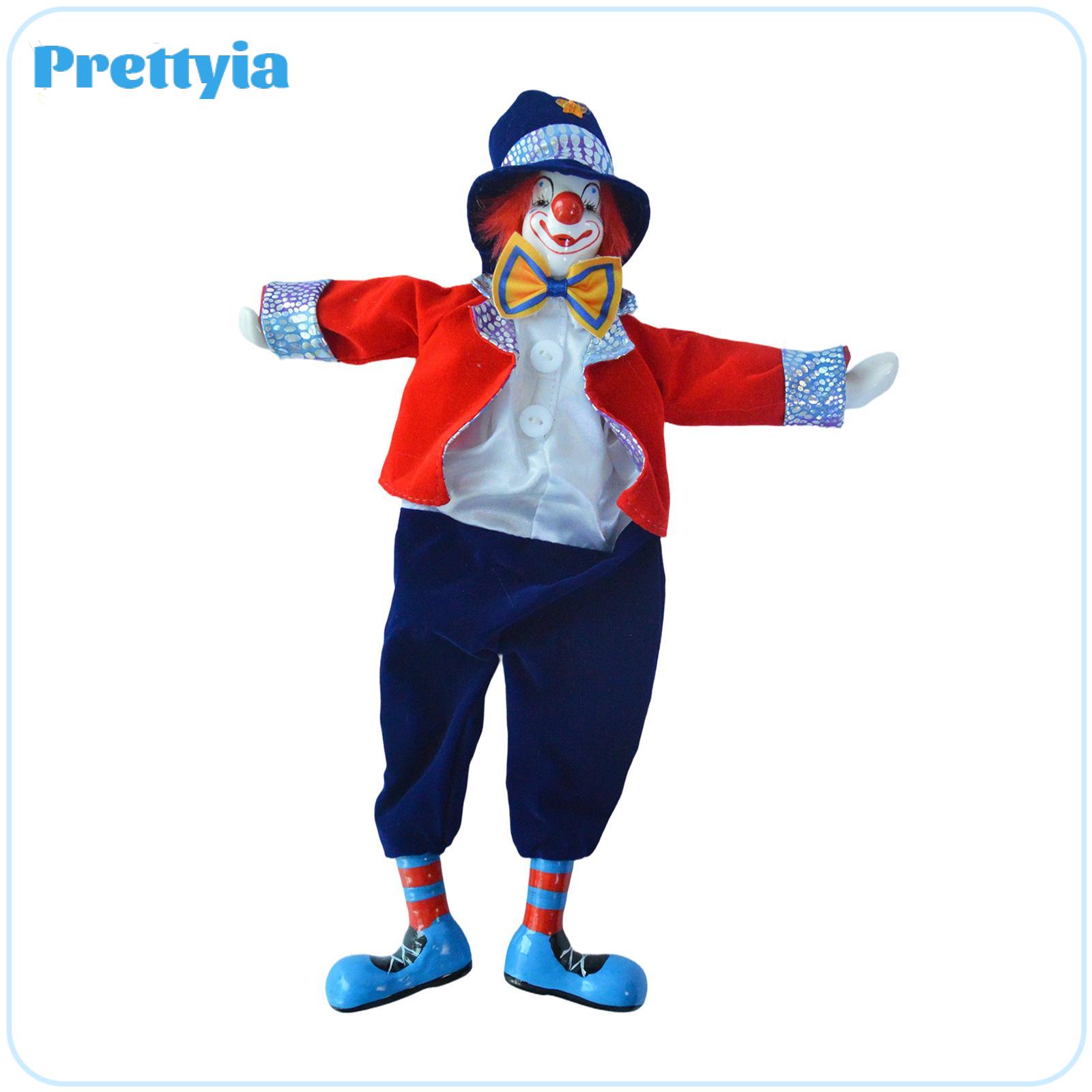 ตุ๊กตาผ้านุ่ม ตุ๊กตาของขวัญน่ารัก Prettyia Ceramic Clown Doll Harlequin Long Legs Uncle Novelty Home Display Collection Birthday Gift Souvenir Toy Desk Ornament