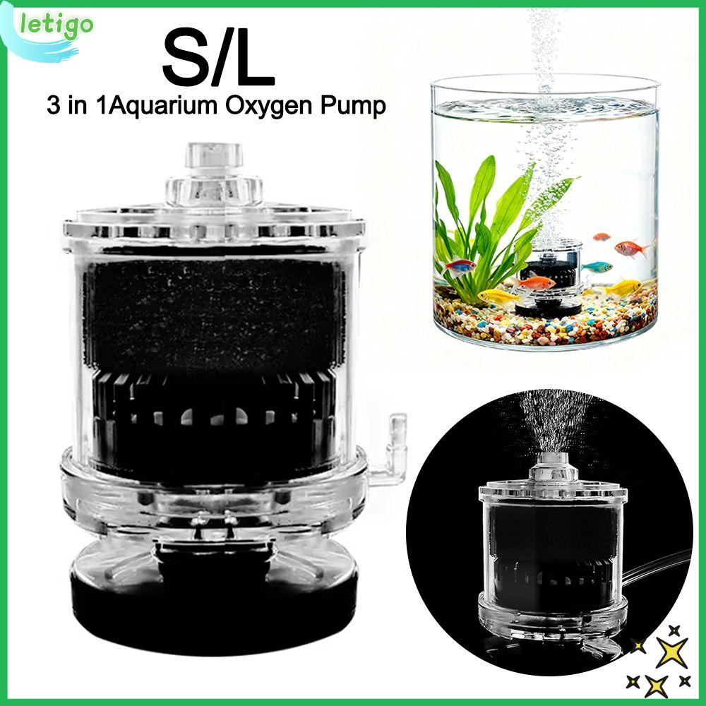 LETIGO 3 trong 1 Bơm Oxy Hồ Cá Acrylic với hệ thống lọc Bơm oxy cho bể cá Bền bỉ Phụ kiện lọc bể cá để tăng hàm lượng oxy trong nước