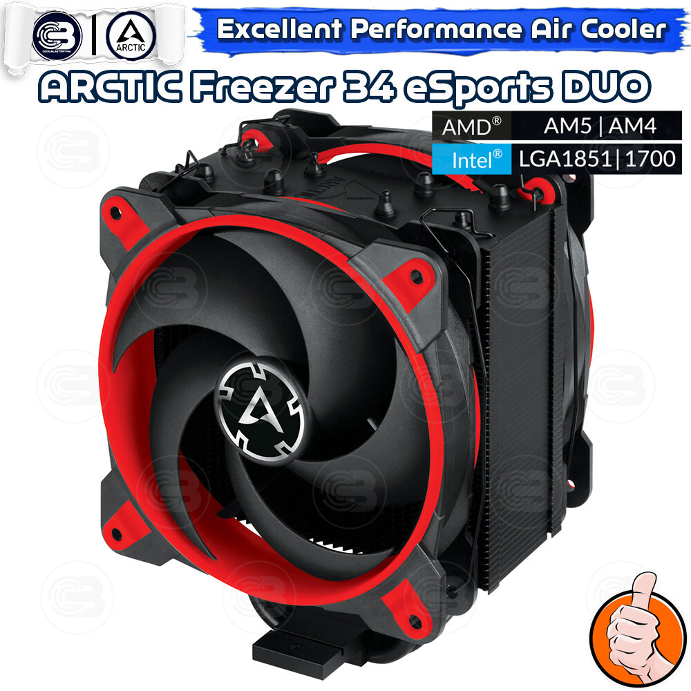 [CoolBlasterThai] ARCTIC FREEZER 34 eSports DUO (RED) Tower CPU Cooler (LGA1851/AM5 Ready) ราคา 2,150 บาท*ส่งฟรี