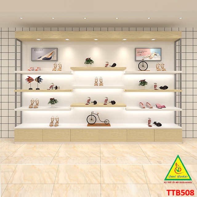 TỦ TRƯNG BÀY SẢN PHẨM GỖ MDF CAO CẤP MẪU TTB508 - THẤT LẮP RÁP VIENDONGADV