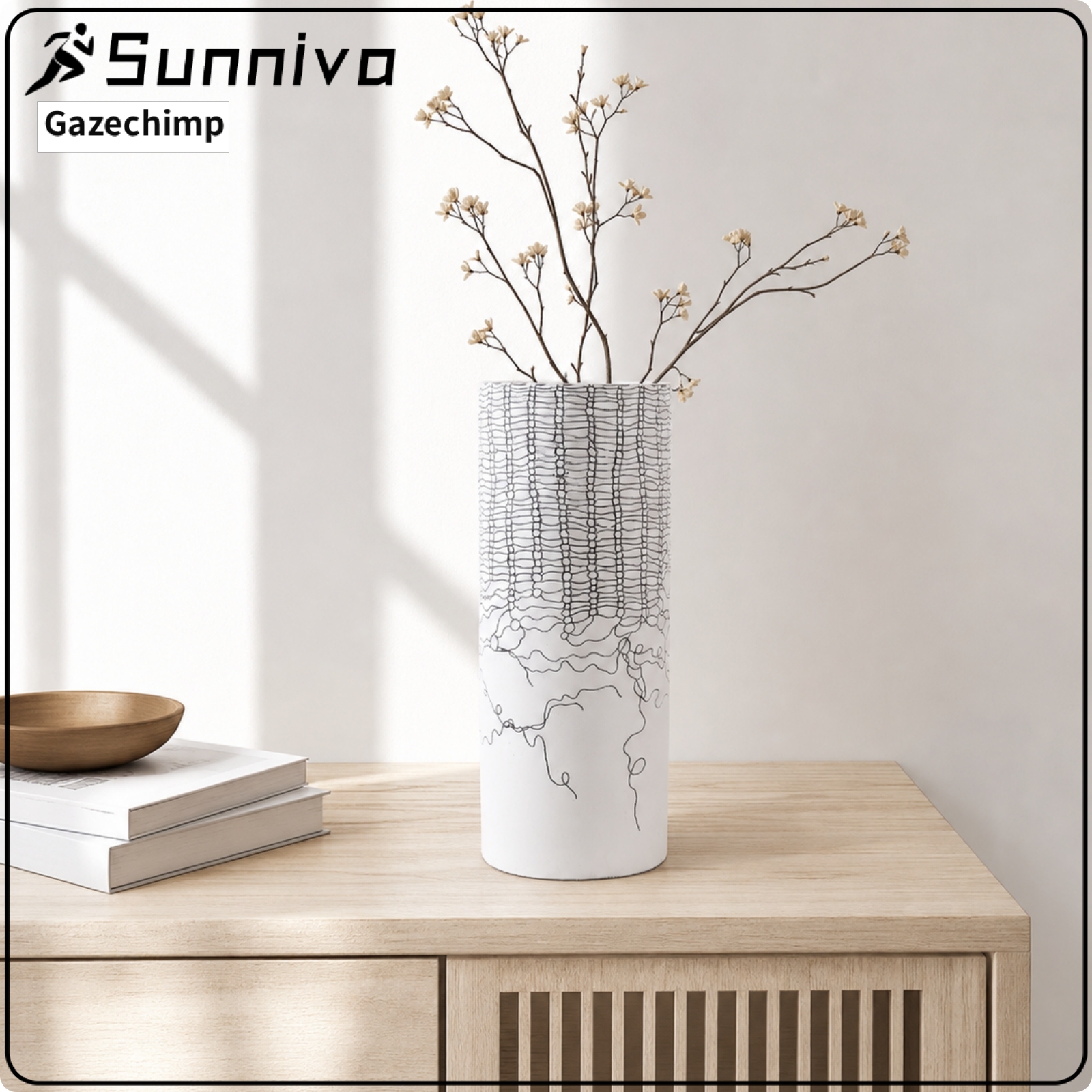 Gazechimp Abstract Cylindrical Vase Luxurious Decorative Vase Modern Vessel Sculptural for Living Room, Entryway, Bedroom, Workspace