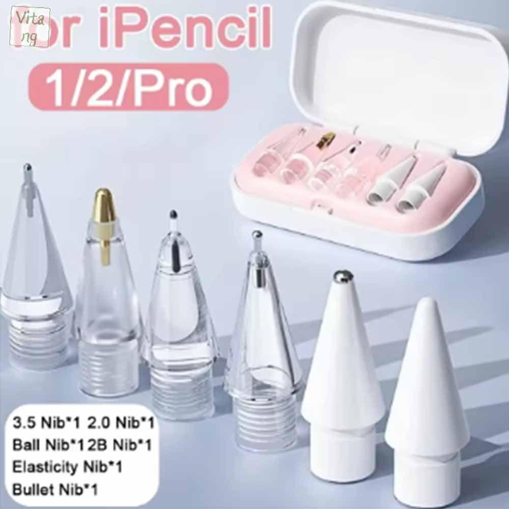 VITANG 6Pcs/Box Mẹo nâng cấp Đầu bút chì thay thế Hộp đựng Ngòi mềm 2B Bút máy cho máy tính bảng Chất liệu bền bỉ Nhiều chiếc Mẹo bút stylus cho máy tính bảng Cho Bút chì thế hệ thứ 2 và thứ 1 Vẽ kỹ thuật số