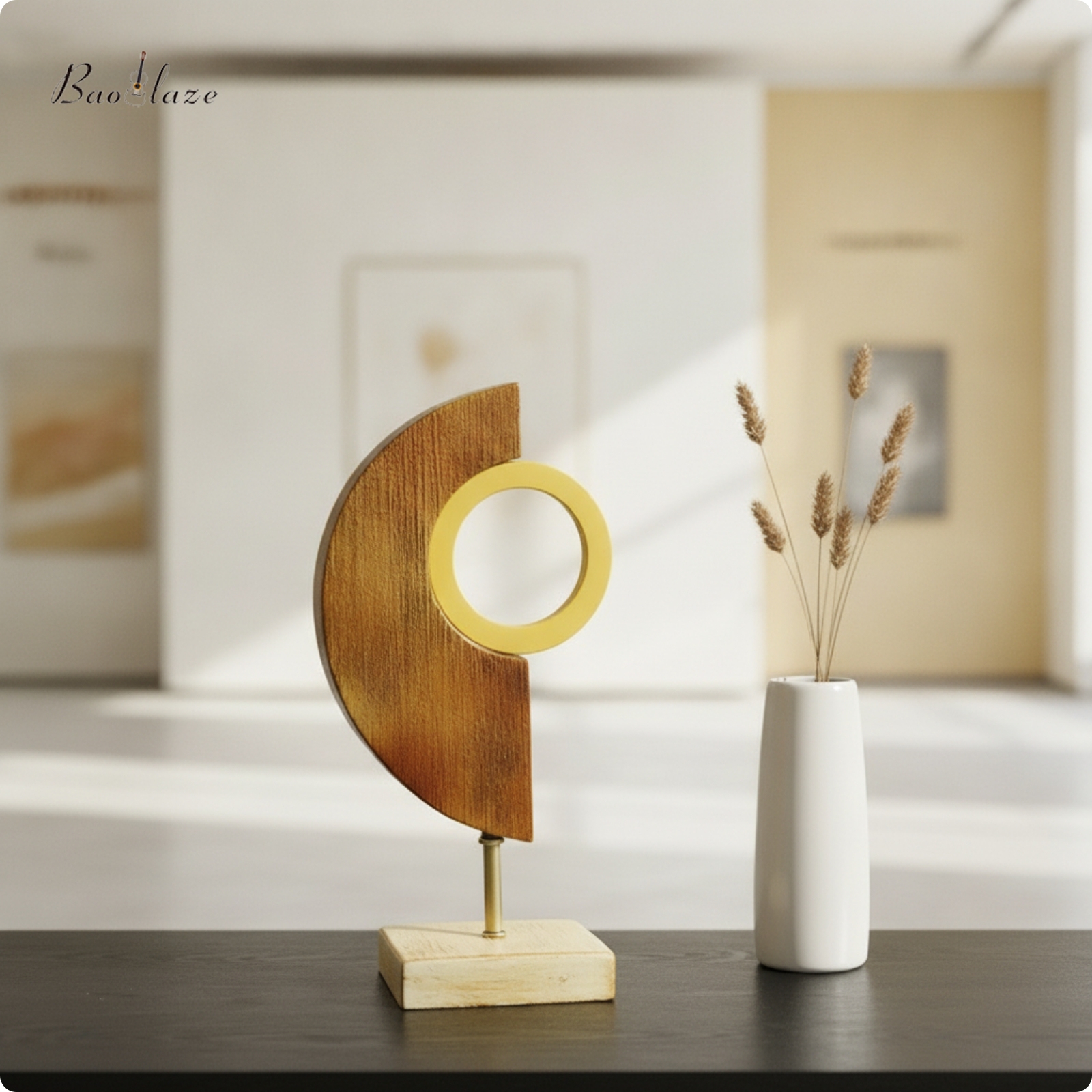 Baoblaze Minimalist Tabletop Geometric Table Decor Modern Tabletop Ornament with Wood Base Stable Textured 3D Table Ornament Minimal for Homeowners, Shelf Display, Living Room ราคา 12,763 บาท*ส่งฟรี
