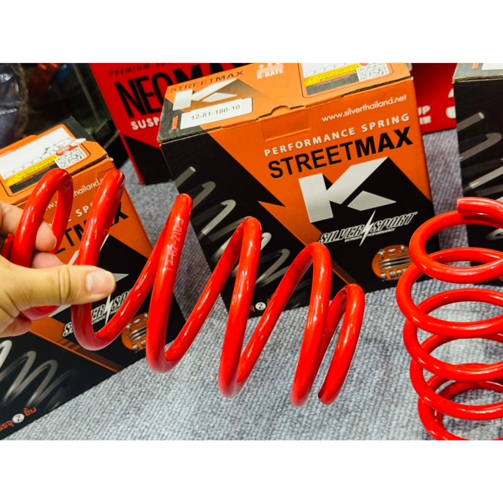 Silver Sport Spring, Tube Shape, Pot Shape, Round, Toyota Honda Mazda, Genuine, Used with Shock Absorbers, Decorative Shocks Only. Price Per Pair K Max ราคา 2,600 บาท*ส่งฟรี