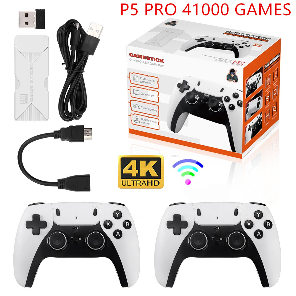 P5 PRO Video Game Console 2.4G Double Wireless Controller Game Stick 4K 41000 Games 128GB Retro Games Boy Christmas Gift ราคา  2,026 บาท*ส่งฟรี