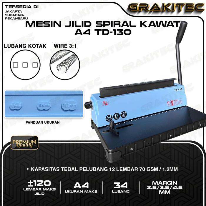 GKC Mesin Jilid Spiral Kawat A4 TD-130 - retrosale