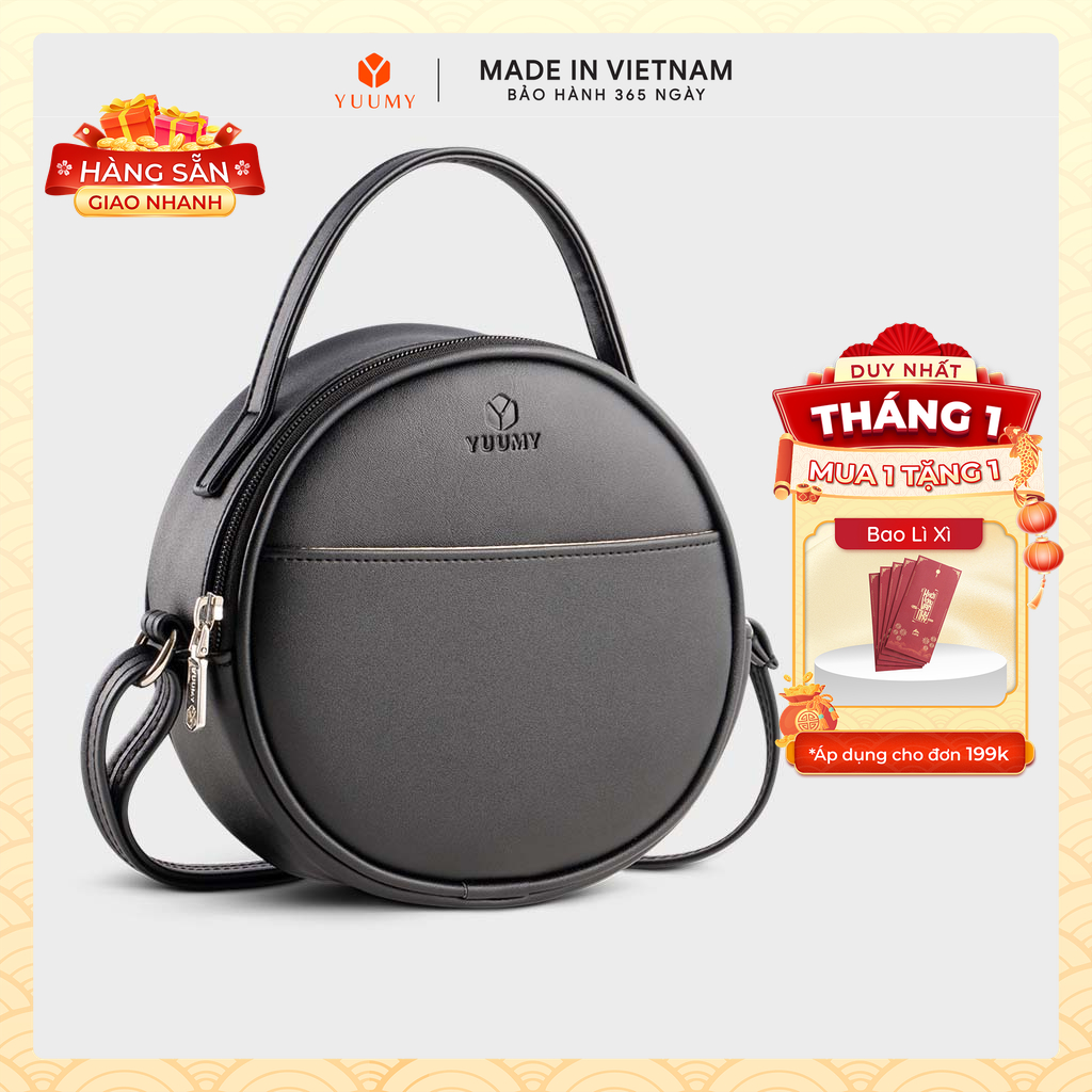 Túi Yuumy Thời trang nữ dáng tròn phối ngăn size 18 - Túi đeo chéo da Seasand YN261