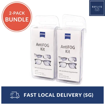 [BUNDLE OF 2] Zeiss AntiFOG Kit - Anti Fog Spray + Wipe Cloth for Glasses, Camera Lenses, Goggles, Motorcycle Visor & More
