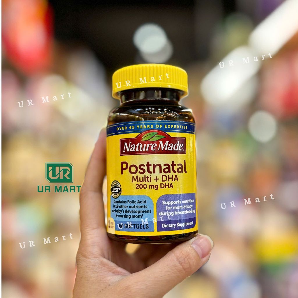Viên Uống Vitamin Bà Bầu Sau Sinh Postnatal NATURE MADE Multi + DHA 60 viên - - Giúp thai nhi phát triển khỏe mạnh, nhất là thị giác và não bộ của bé.  - Ngăn ngừa những khuyết tật bẩm sinh có thể xuất hiện ở thai nhi.