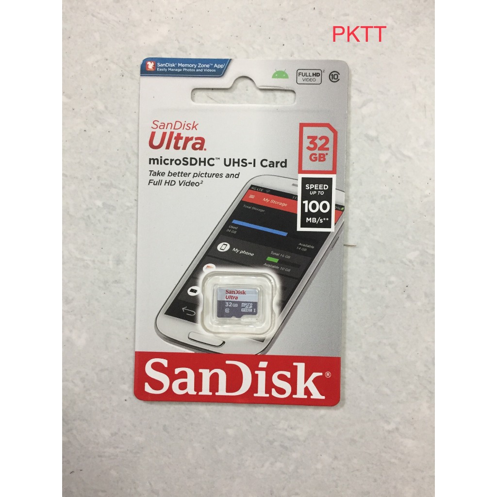 Thẻ Nhớ microSD SanDisk Ultra 32GB UHS-I - 100MB/s Hàng Chính hãng