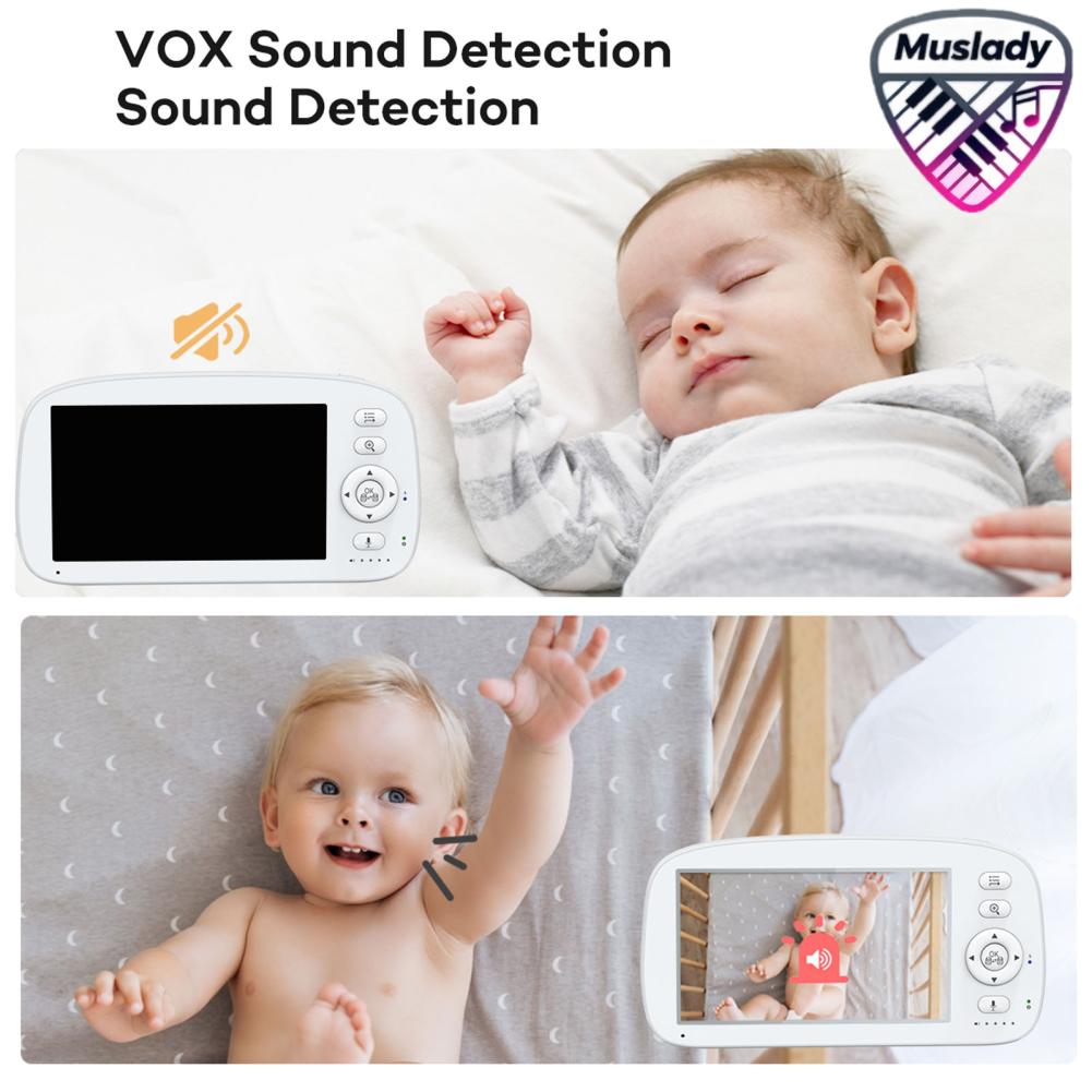 MUSLADY Baby Monitor ไม่มีการอัพเกรด WiFi ด้วยกล้องและเสียง หน้าจอ LCD ขนาด 5 นิ้ว 720P พร้อม 360° แพนเอียง 2X ซูม Night Vision เวลาสแตนด์บาย 35 ชั่วโมงสำหรับการตรวจสอบหลายห้อง ราคา 3,876 บาท*ส่งฟรี