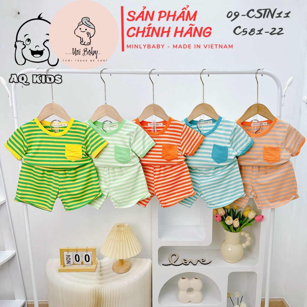 Bộ Quần Áo Trẻ Em Bé Trai Cộc Tay Thun Lạnh Minlybaby Mềm Mát Unibaby CSTN11