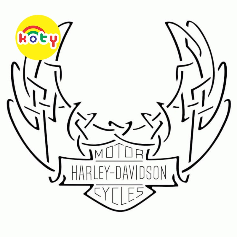 Harley Davidson - Set 10 Tờ Tranh Tô Màu A4 A5 Dành Cho Màu Sáp, Màu Chì