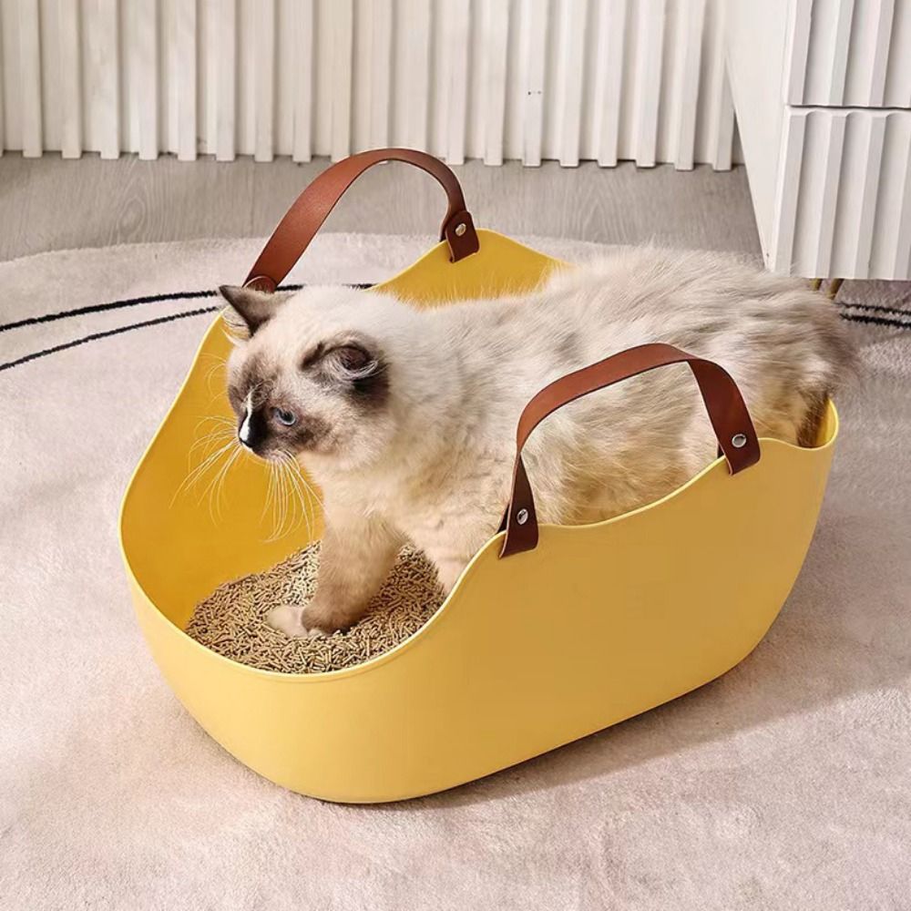 ROS SHOP Sức chứa lớn Hộp đựng rác cho mèo mở tiện dụng Tiết kiệm lao động Có tay cầm Chậu vệ sinh cho mèo bán kín Hộp đựng rác cho mèo Với xẻng xúc mèo Khay vệ sinh cho mèo Dành cho mèo con
