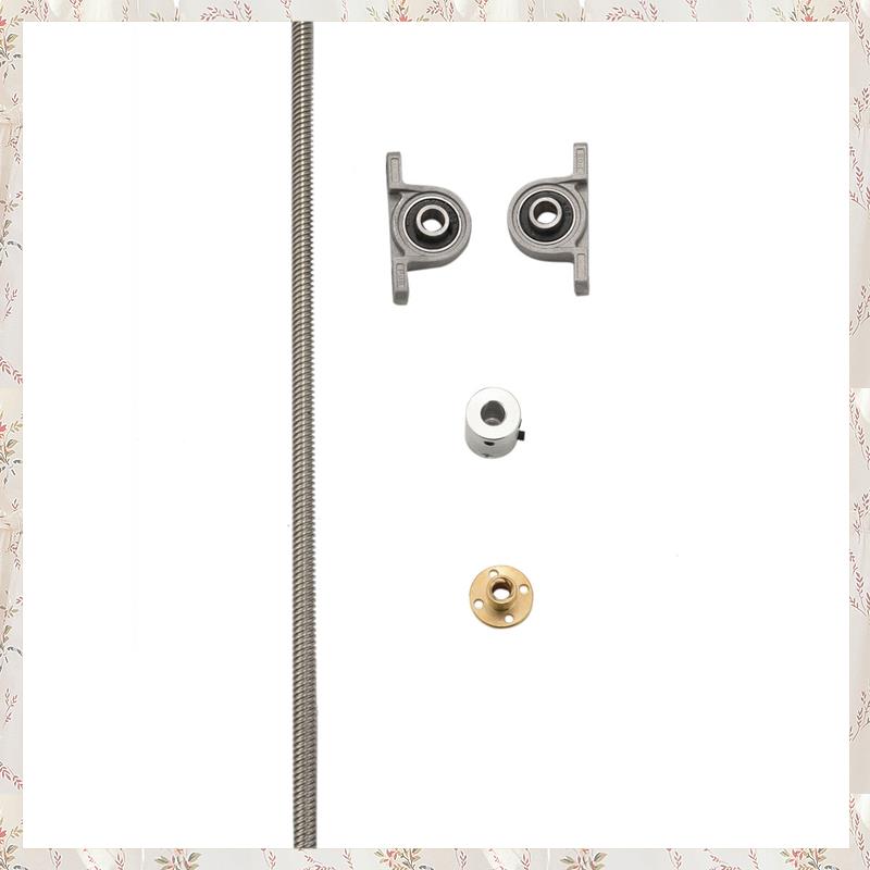 (MDQS) 300Mm 8Mm T8 Lead Screw Set Lead Screw+ Copper Nut + Coupler + Pillow Bearing Block For 3D Pr