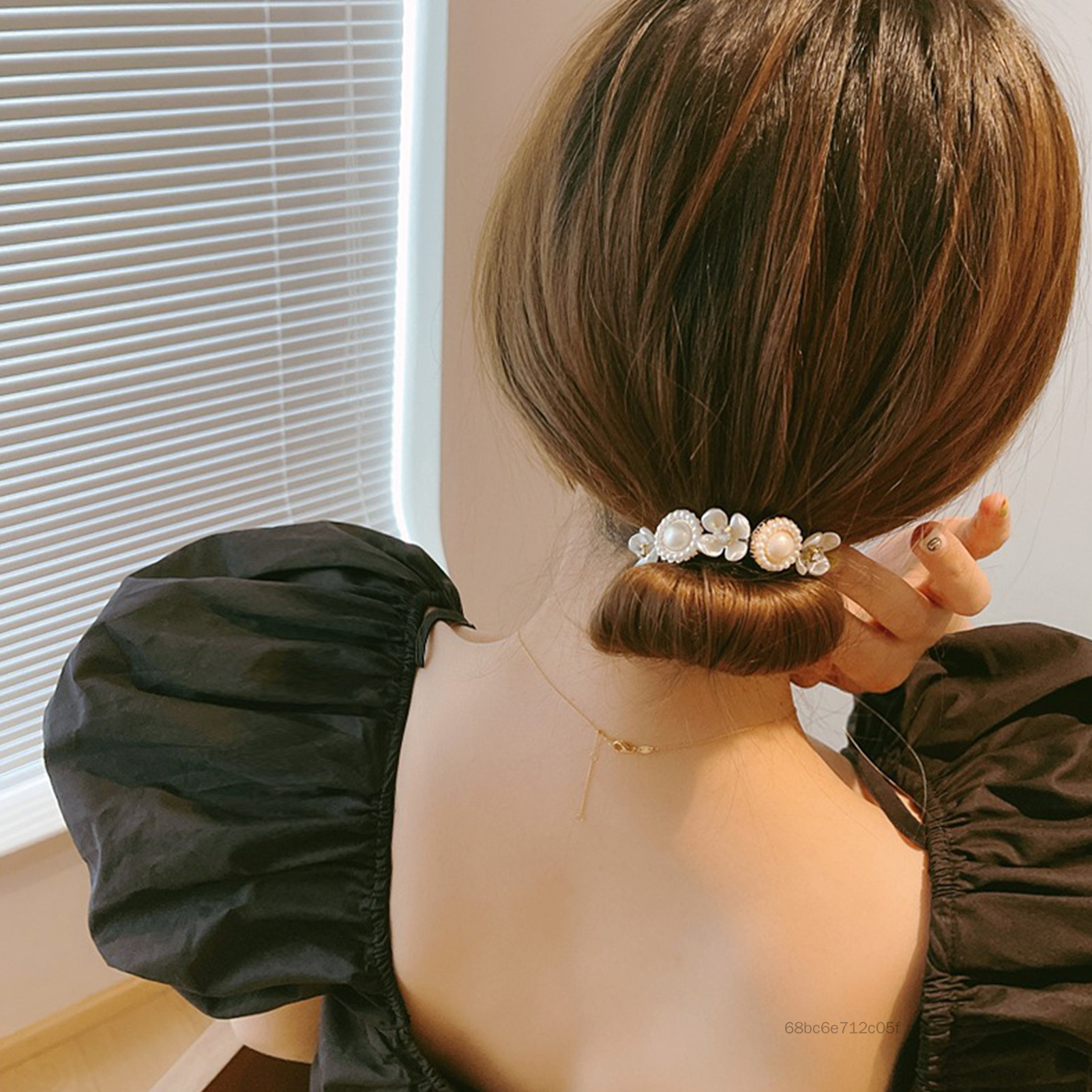 Pearl Flower Hair Bun Maker Easy Bun Maker Lazy Hair Curler ba lê ba lê cho phụ nữ phụ kiện Curler SRJS-VN - 2