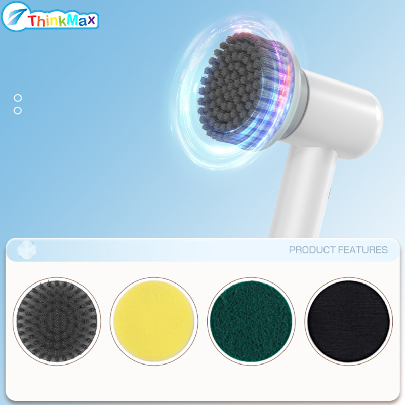 Power Spin Scrubber With 3 Replaceable Cleaning Heads Multifunctional Spin Power Scrubber, Low Noise, Waterproof And , Handheld Power Scrubber For Kitchen, Cars, Bathroom ราคา 433 บาท*ส่งฟรี