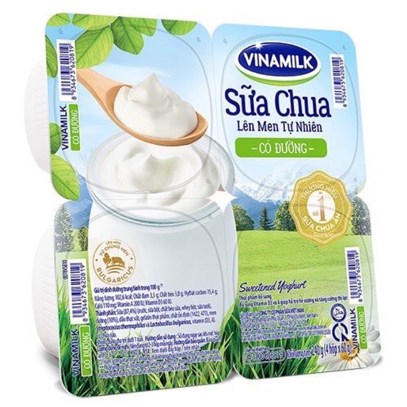 Lốc 4 hộp sữa chua có đường Vinamilk 100g 