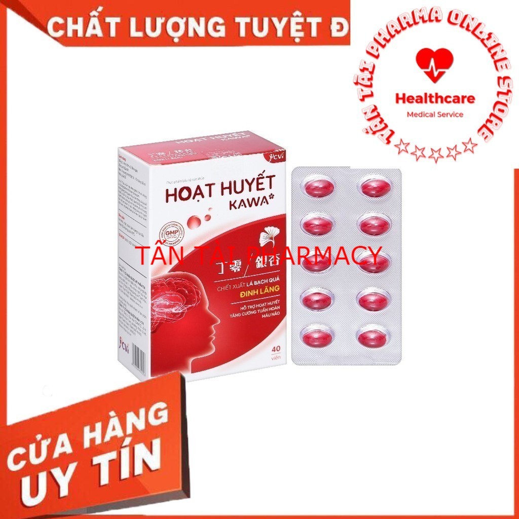 [CHÍNH HÃNG, CHO KIỂM HÀNG] Viên uống Hoạt huyết Kawa giúp tăng cường lưu thông máu não - hộp 40 viên