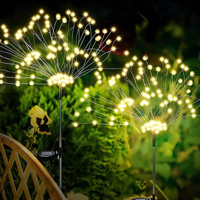 4pcs/Set Solar Firework Lights Hari Raya Lights Outdoor Waterproof 8 Modes Lighting For Ramadan Hari Raya Decoration