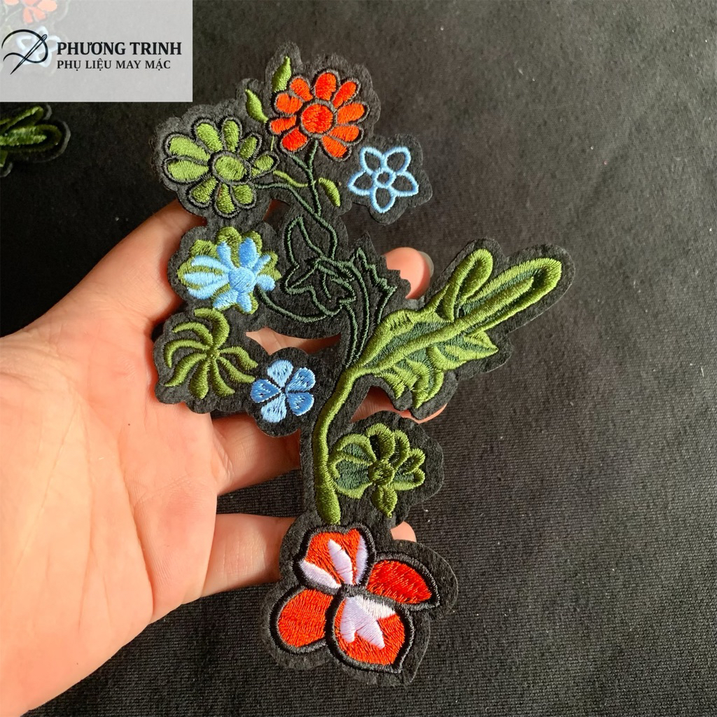 🌸 [SIZE LỚN] Cặp Patch Thêu Hoa Cỏ Vintage - Miếng Dán Ủi Quần Áo Đa Sắc Màu (11cm x 16cm)