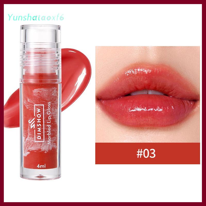 yunshataoxf Dimshow 6 màu sắc Cẩm Thạch gương môi men kết cấu tinh chất dưỡng ẩm chăm sóc môi son bóng cho dễ dàng môi xuất hiện - 6