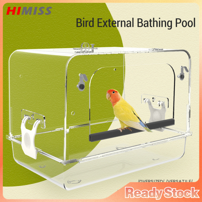 Bird Bathtub Shower Box With Anti Slip Strip, Bird Large Bath Box For Cage, Hanging Detachable Acrylic Clear Bath Box For Parrot Cockatiel Lovebird ราคา 722 บาท*ส่งฟรี