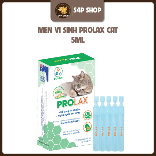 Prolax Cat - Men nước uống bổ sung vi sinh, ngừa táo bón, chống búi lông cho mèo - Hộp 10 ống / 5ml - S4P Petshop