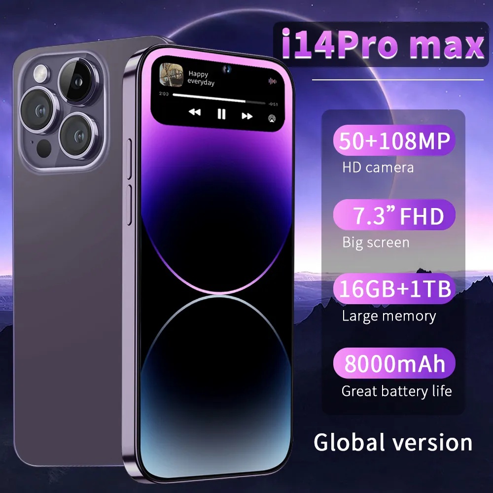 Điện thoại thông minh I14 Pro Max mới Camera HD toàn màn hình 7
