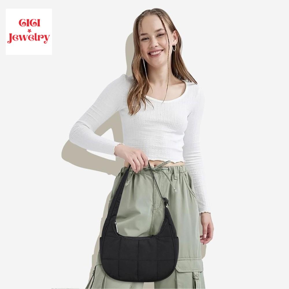 CICI Đi lại Túi xách vải lông vũ Dưới cánh tay Thời trang Túi đeo vai dung tích lớn Thời trang Đơn giản Túi phồng Cô gái
