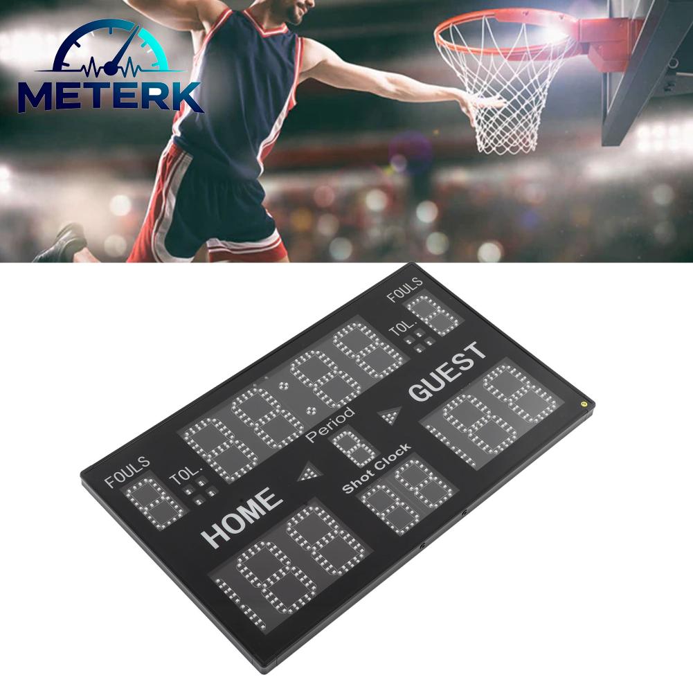 Meterk 15 หลักอิเล็กทรอนิกส์กระดานบอกคะแนนโหมดจับเวลา Stable 100-240V ไฟฟ้า Scorekeeper ABS มัลติฟังก์ชั่นสำหรับยิมสำหรับบาสเกตบอล ราคา 13,196 บาท*ส่งฟรี