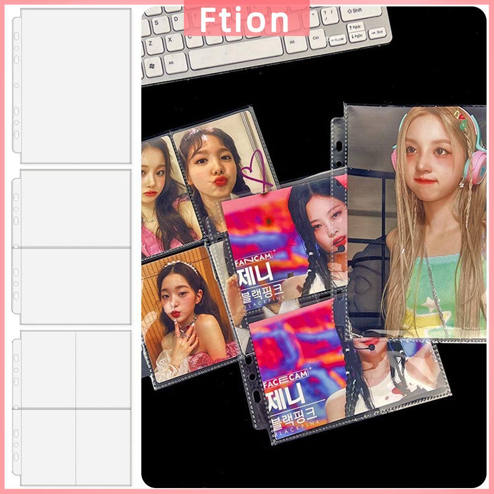 FTION 10Pcs Trong suốt Bìa album ảnh A5 Kpop PP Nhiều túi Tay áo nhiều túi Thời trang Bảo vệ tập tin Hộp đựng trang sức khuôn dập thẻ Ảnh
