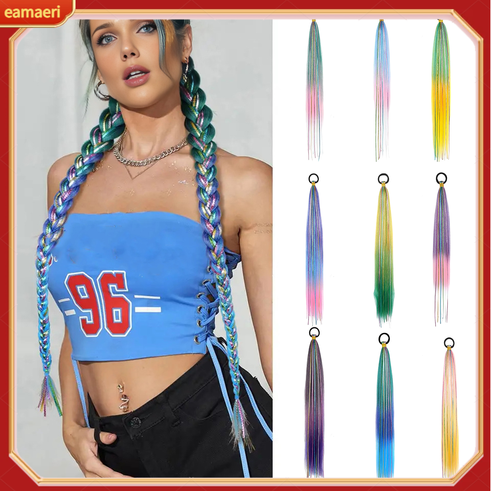 1/2Pcs Long Straight Ponytail Extension with Hair Tie Natural Looking Colorful Women Wrap Around Synthetic Ponytail Hair Extension ราคา 99 บาท*ส่งฟรี