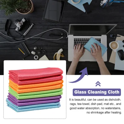 Mirrors Fish Scale Grid Lint Free Polishing Eyeglasses Kitchen Microfiber Thickened Absorbent For Windows Cars Soft Reusable Household Traceless Glass Cleaning Cloth