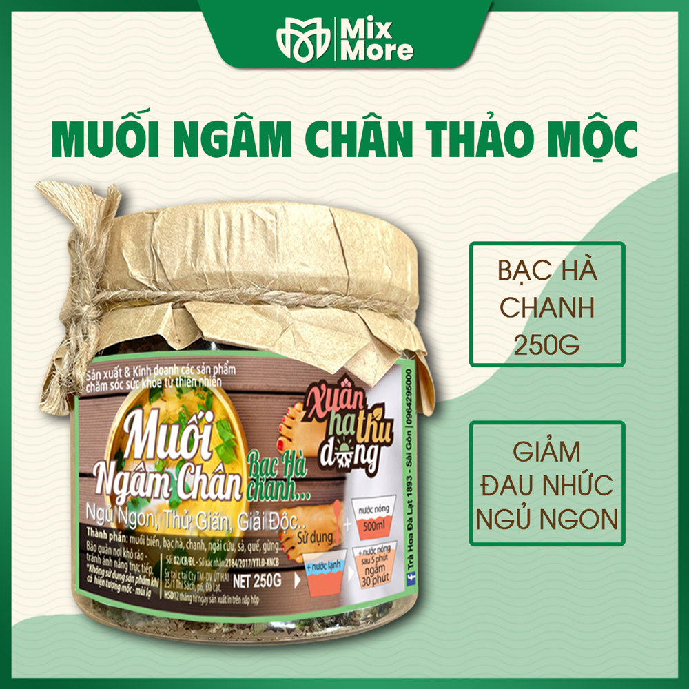 Muối ngâm chân bạc hà, chanh, thảo dượᴄ Đà Lạt 1893 thanh mát, khử mùi, gót chân mềm mại.