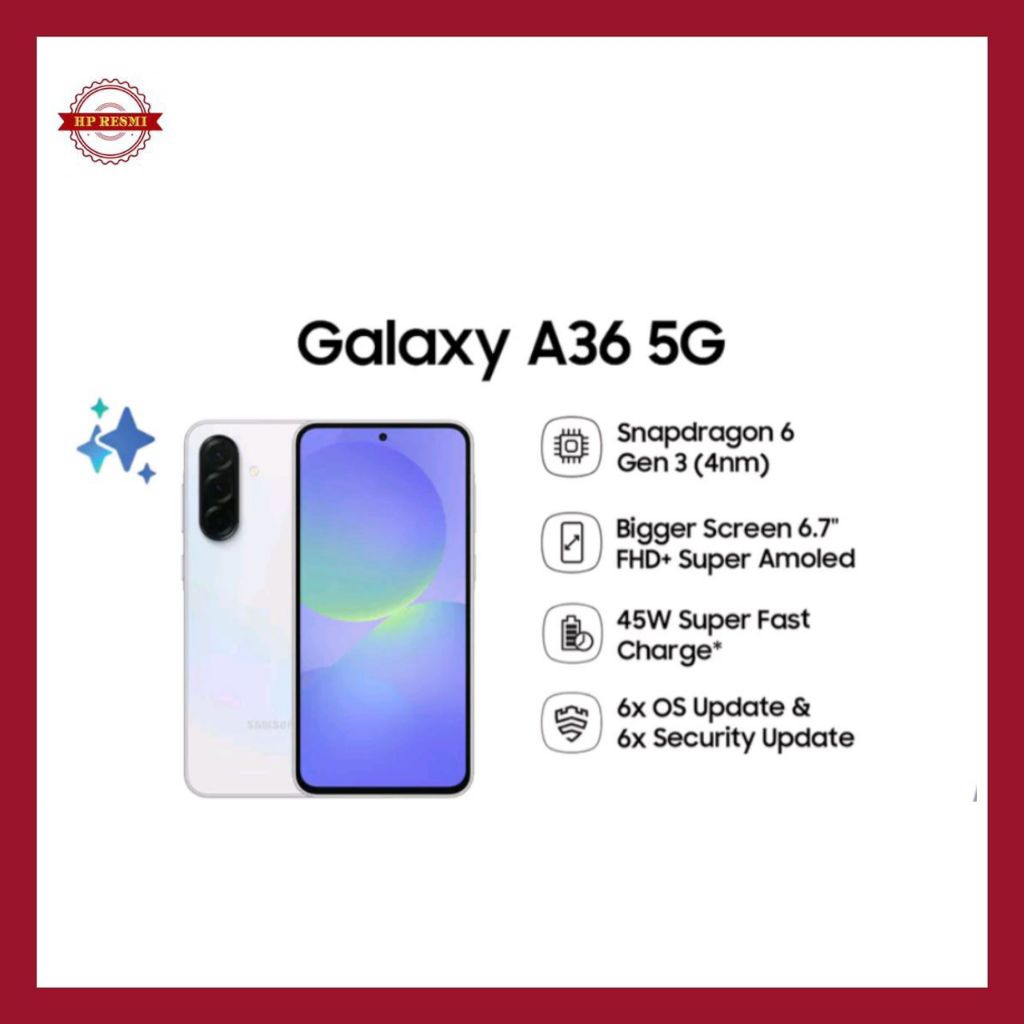 Samsung A36 5G RAM 8/256 | 12/256 Garansi Resmi Harga 6,199,000 rupiah*Gratis Ongkir