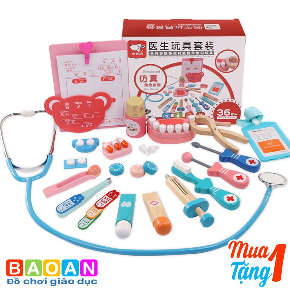 Đồ chơi bác sĩ gỗ 39 món | Đồ chơi nhập vai | Khu vườn của bé